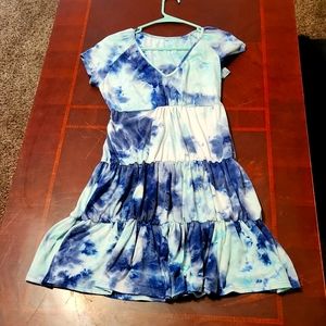 Blue tie-dye midi dress
